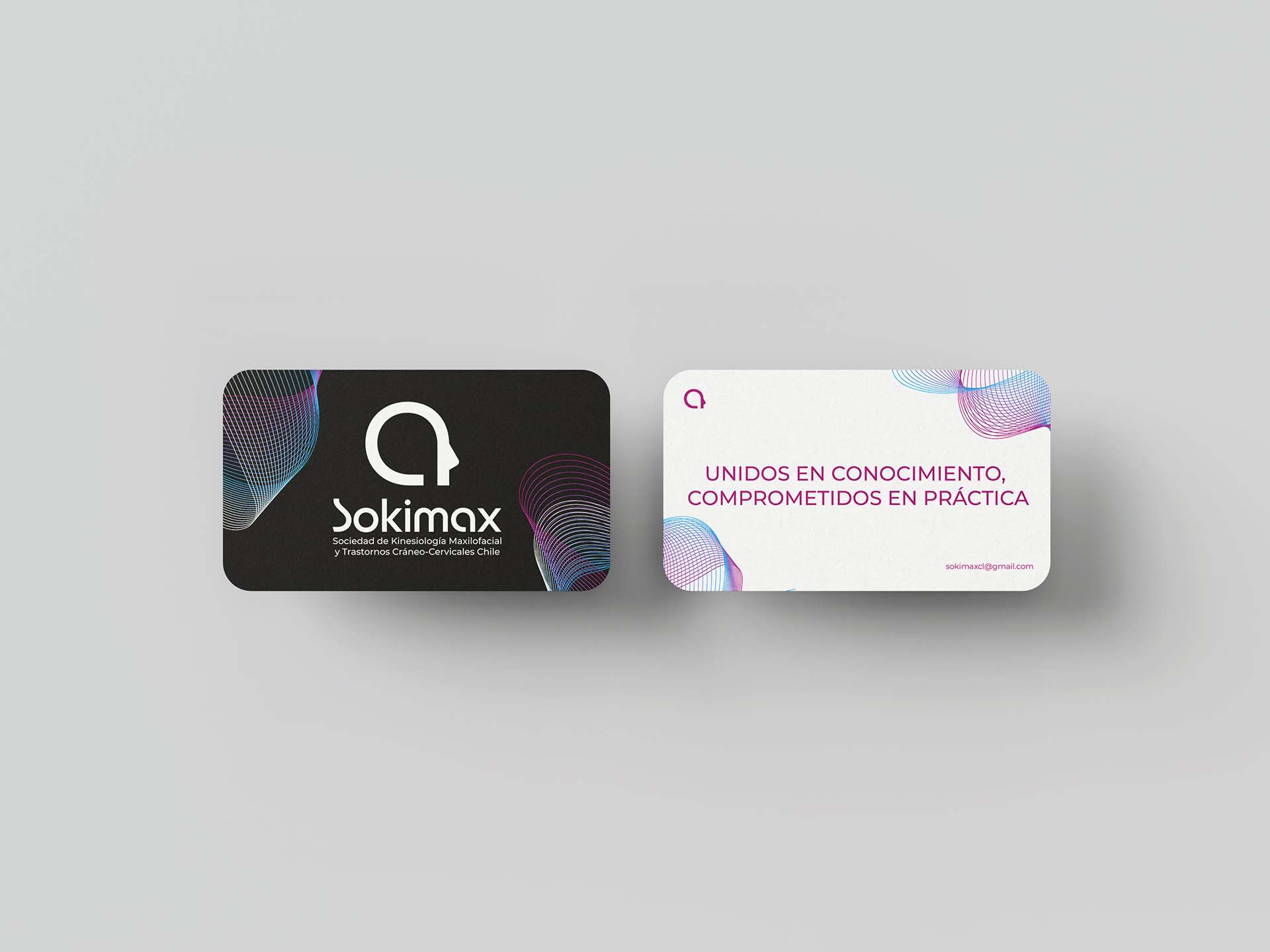 Tarjetas de presentación de Sokimax en negro y blanco